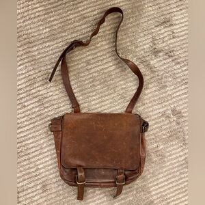 Vintage Brown Leather Crossbody Messenger Bag